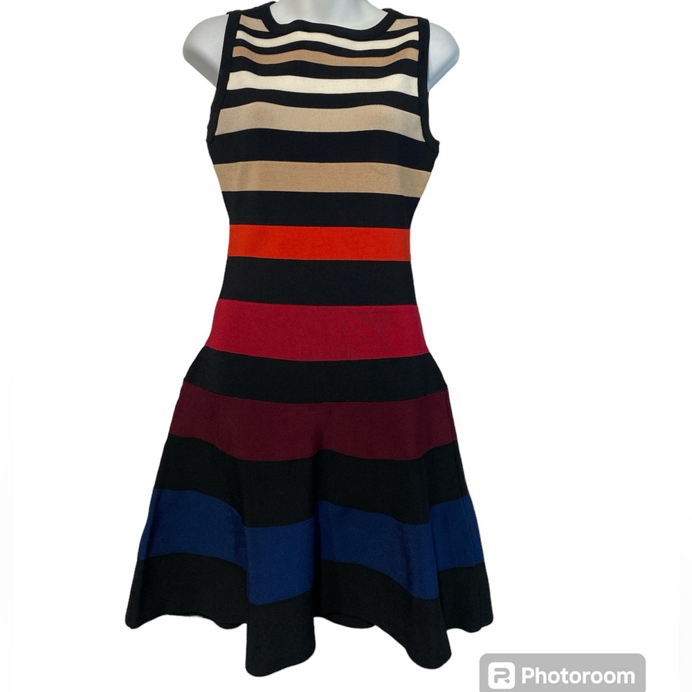 Karen Millen Striped Fit And Flare Dress